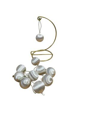 Vintage Satin Sheen Mini Christmas Ornaments White Set Of 10 Holiday Decor